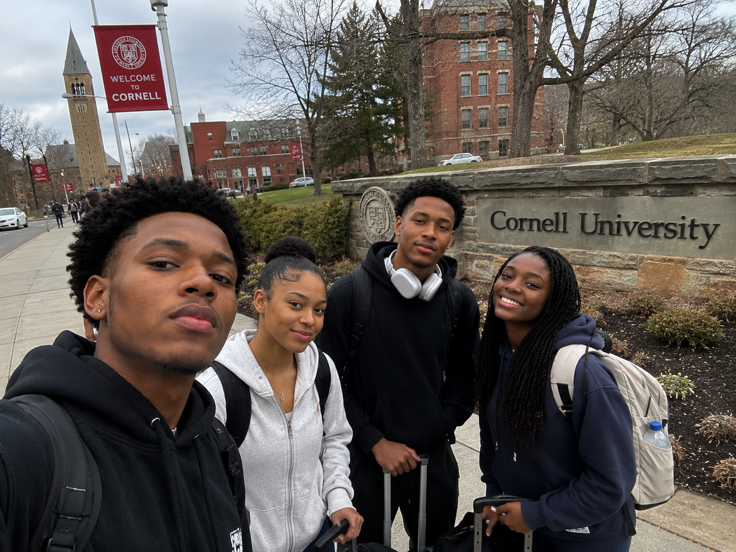 Lexbridge scholars at the Cornell University welcome sign